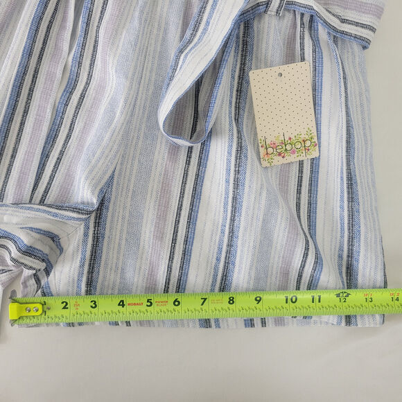 Bebop Shorts‎ Womens Large Multicolor Linen Blend High Rise New Striped Belted - Picture 5 of 14